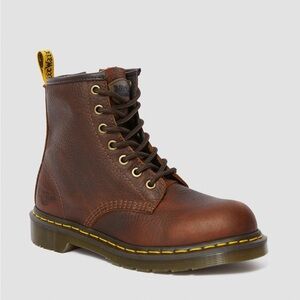 Doc Dr Martins Steel Toe Boots Brown Leather Womens size 8.5